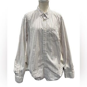 Old Navy Men's White and Blue Plaid Shirt XL